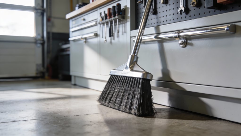 broom size bristles storage